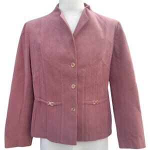 Olympic SZ 16 Rose Faux Suede Women's 3 Button Standing Collar Blazer Jacket